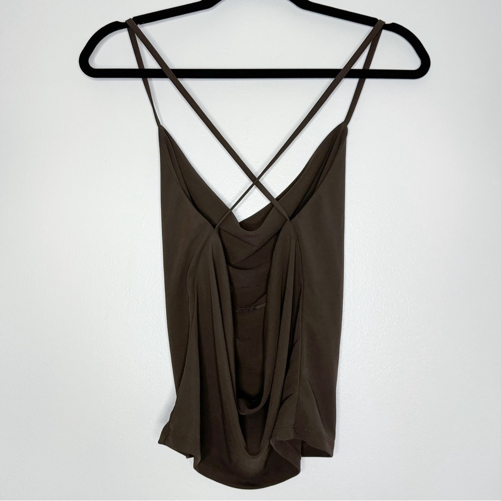 Zara Brown Strappy Backless Cowl Top - Picture 2 of 4